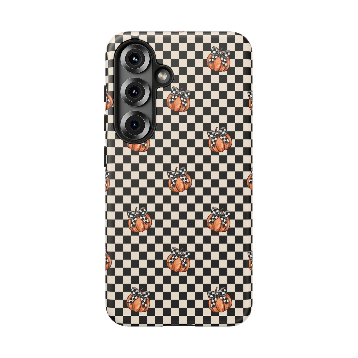 Checkered Cute Pumpkins & Bows Samsung Galaxy Tough Case