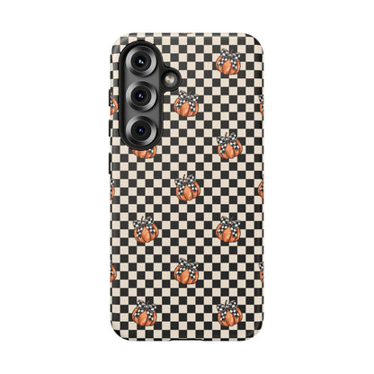 Checkered Cute Pumpkins & Bows Samsung Galaxy Tough Case