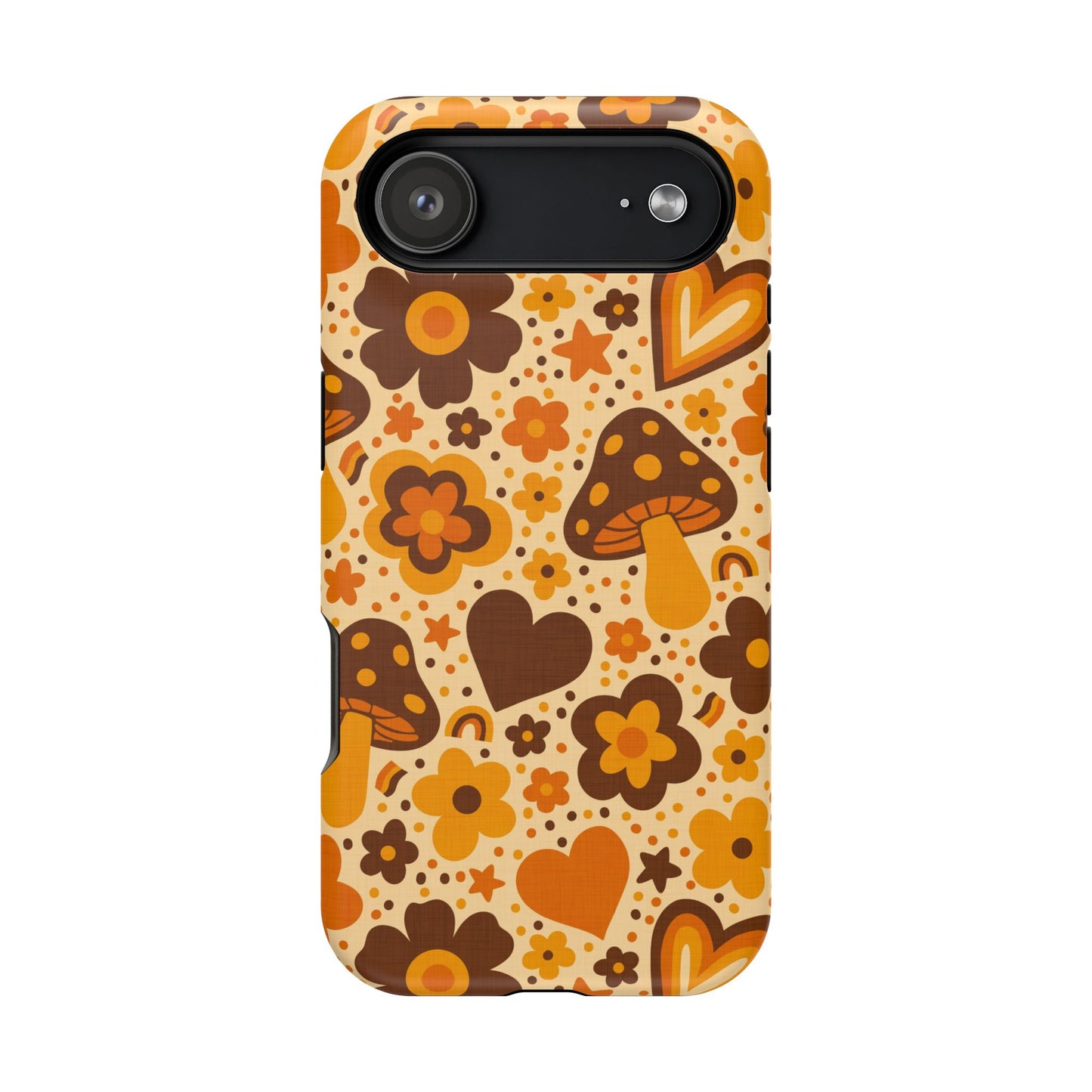 Groovy Harvest Mushrooms, Hearts and Flowers MagSafe® iPhone Tough Case