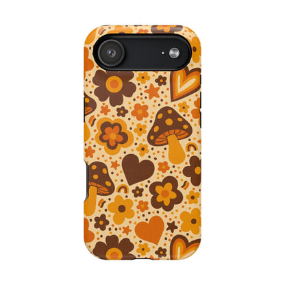 Groovy Harvest Mushrooms, Hearts and Flowers MagSafe® iPhone Tough Case