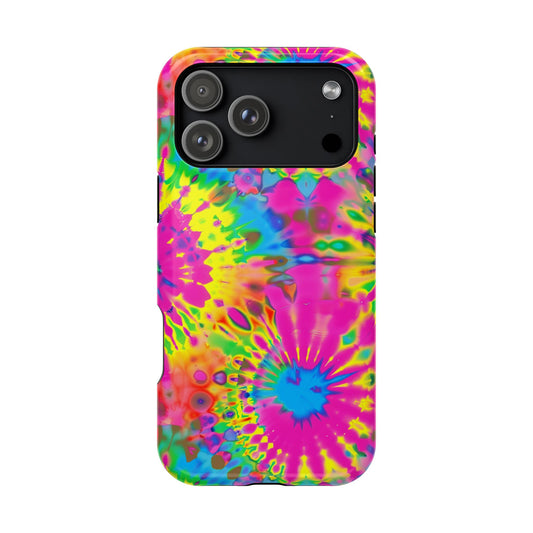Neon Tie-Dye Burst MagSafe® Tough iPhone Case