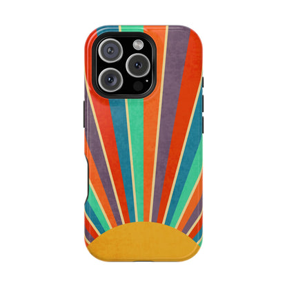 Retro Rainbow Sunburst MagSafe® Tough iPhone Case