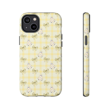 Yellow Gingham Ghosts & Bows iPhone Tough Case