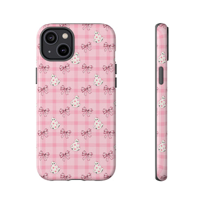 Pink Gingham Ghosts & Bows iPhone Tough Case