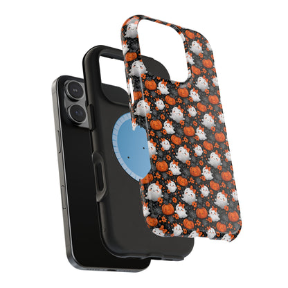 Cute Kawaii Lady Ghosts & Pumpkins MagSafe® iPhone Tough Case