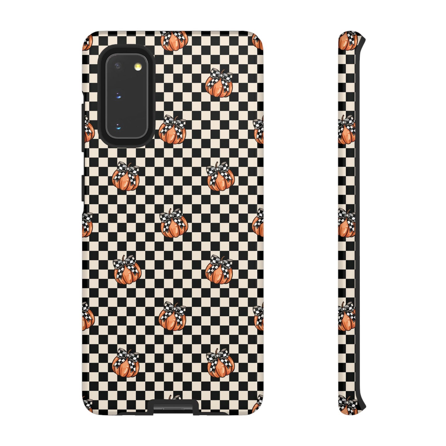 Checkered Cute Pumpkins & Bows Samsung Galaxy Tough Case