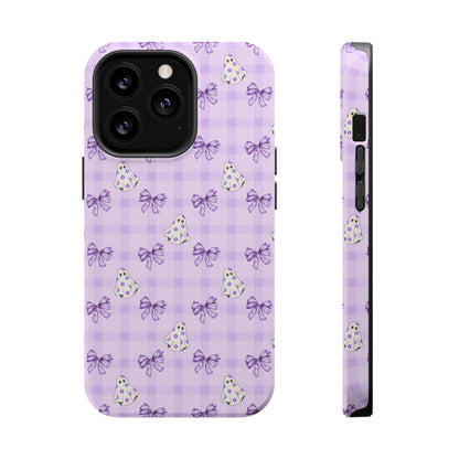 Purple Gingham Ghosts & Bows MagSafe® iPhone Tough Case