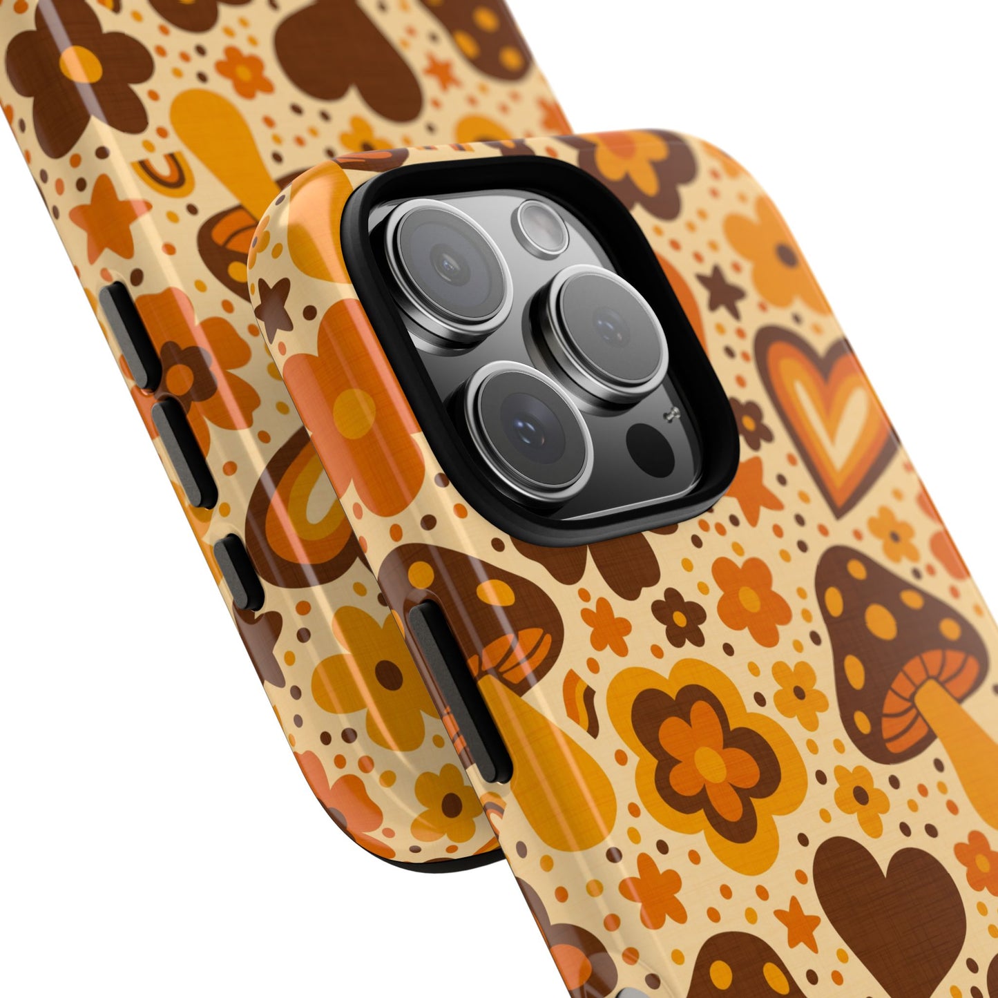 Groovy Harvest Mushrooms, Hearts and Flowers iPhone Tough Case