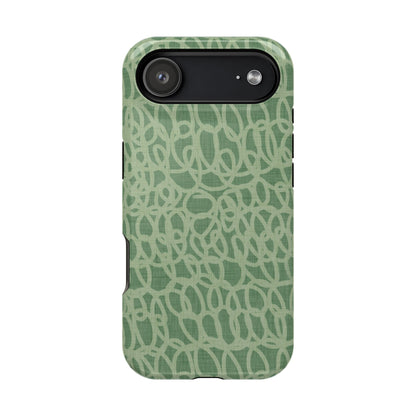 Sage Green Scribble Loops MagSafe® iPhone Tough Case