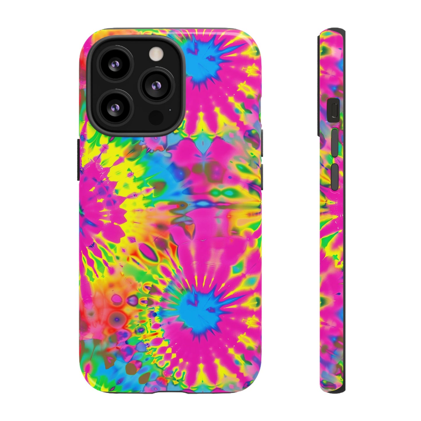 Neon Tie-Dye Burst Tough iPhone Case