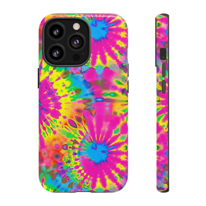 Neon Tie-Dye Burst Tough iPhone Case