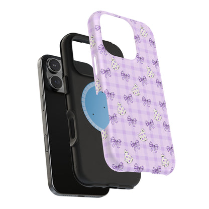 Purple Gingham Ghosts & Bows MagSafe® iPhone Tough Case