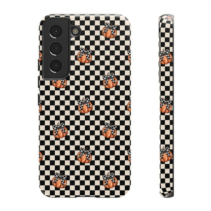 Checkered Cute Pumpkins & Bows Samsung Galaxy Tough Case