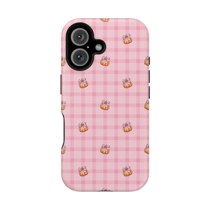 Pink Gingham Pumpkins MagSafe® iPhone Tough Case
