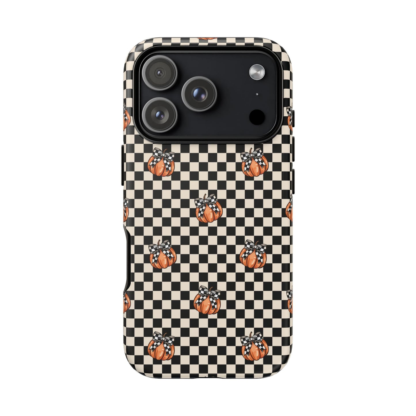 Checkered Cute Pumpkins & Bows iPhone Tough Case