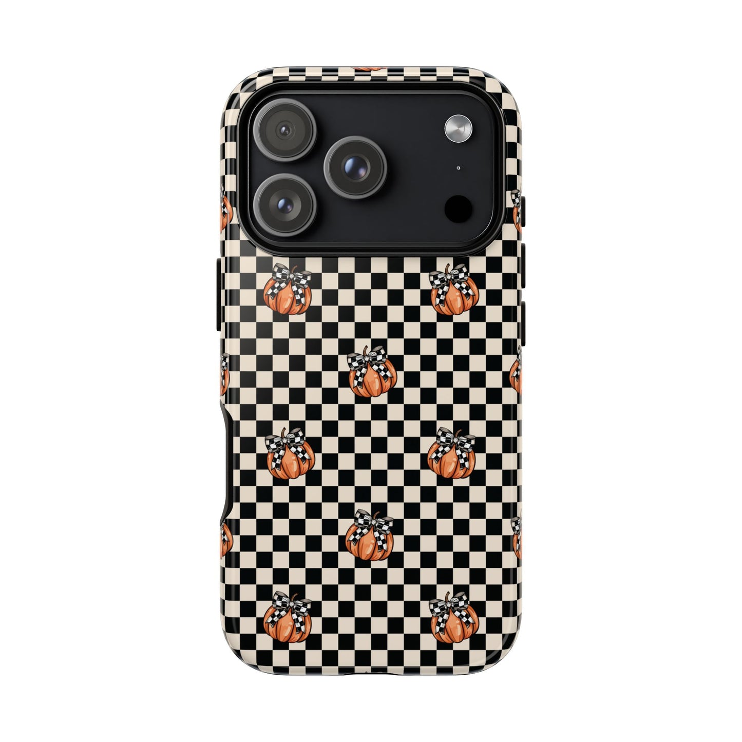 Checkered Cute Pumpkins & Bows iPhone Tough Case