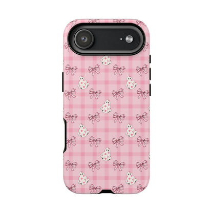 Pink Gingham Ghosts & Bows iPhone Tough Case