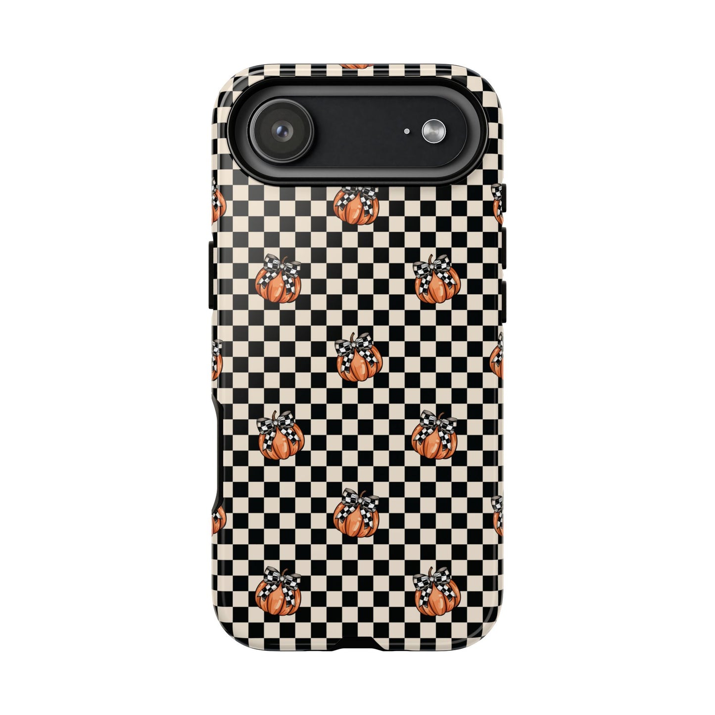 Checkered Cute Pumpkins & Bows iPhone Tough Case