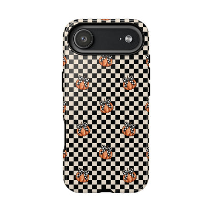 Checkered Cute Pumpkins & Bows iPhone Tough Case