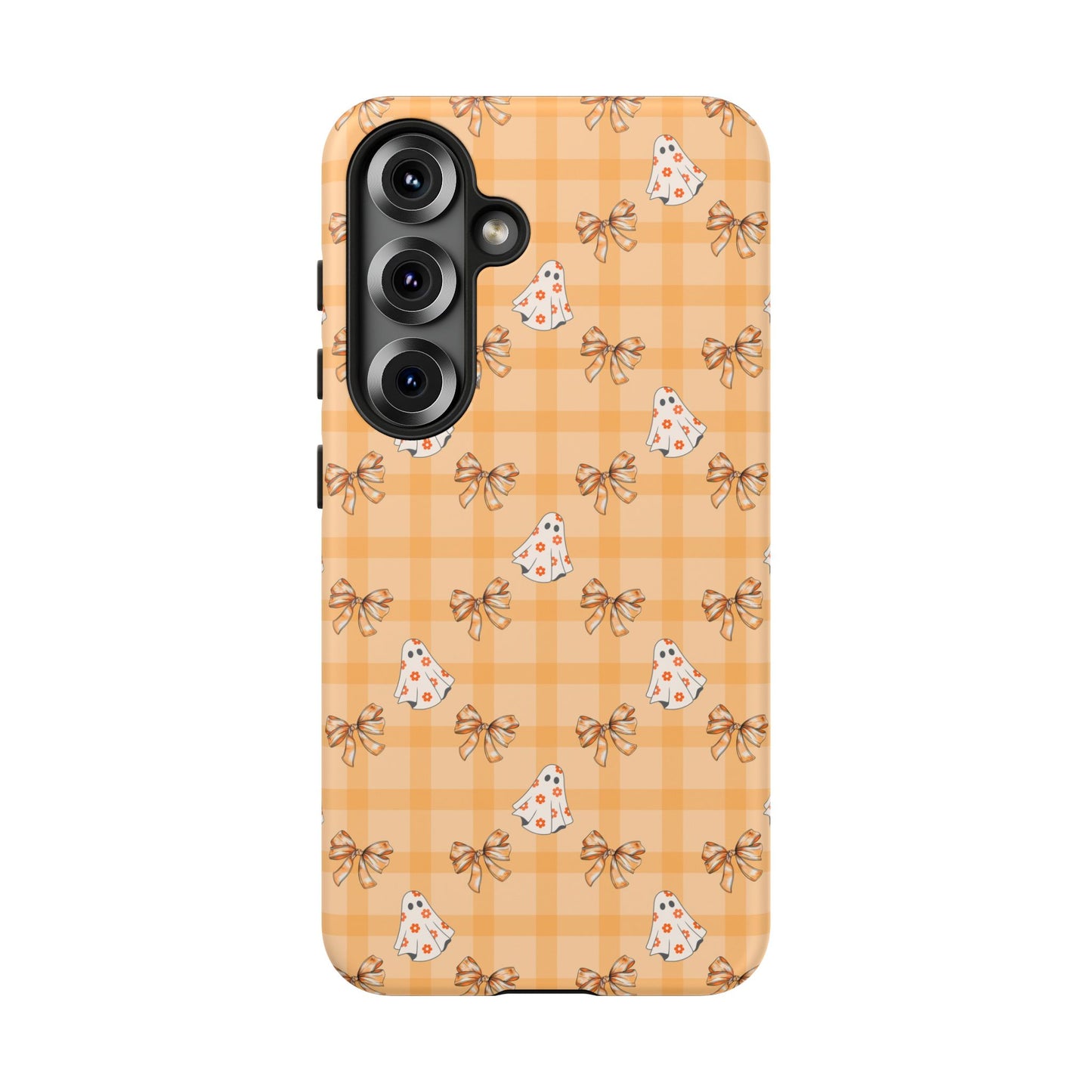 Orange Gingham Ghosts & Bows Samsung Galaxy Tough Case