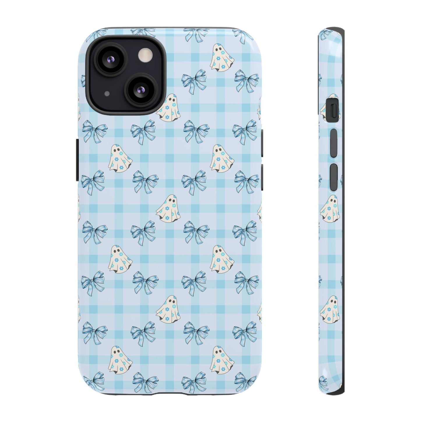 Blue Gingham Ghosts & Bows Tough iPhone Case