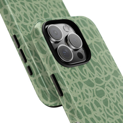 Sage Green Scribble Loops iPhone Tough Case