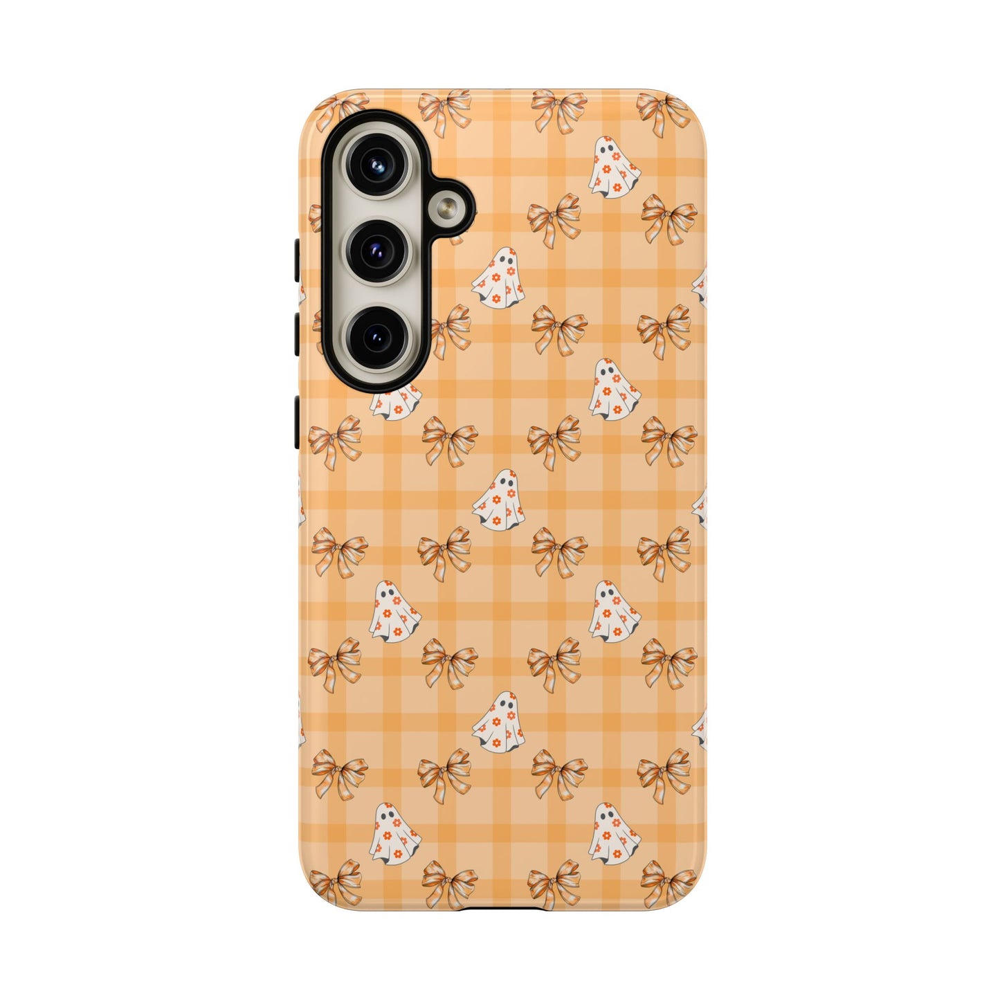 Orange Gingham Ghosts & Bows Samsung Galaxy Tough Case
