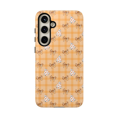 Orange Gingham Ghosts & Bows Samsung Galaxy Tough Case