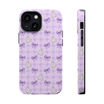 Purple Gingham Ghosts & Bows MagSafe® iPhone Tough Case