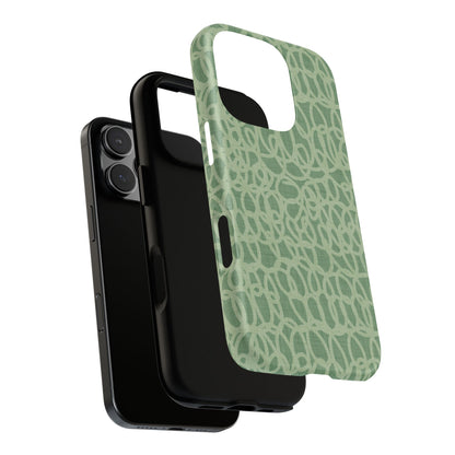 Sage Green Scribble Loops iPhone Tough Case
