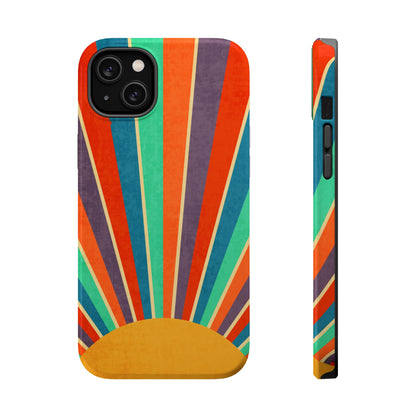Retro Rainbow Sunburst MagSafe® Tough iPhone Case