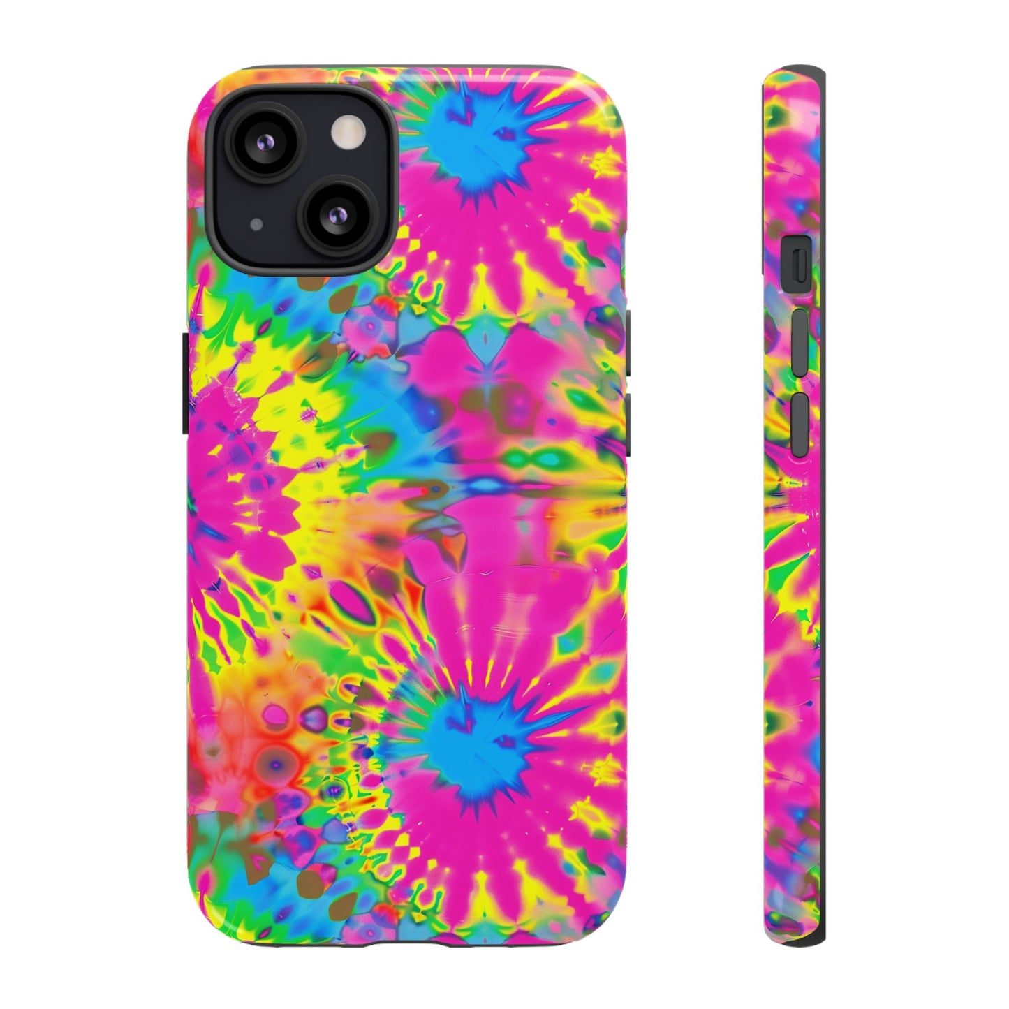 Neon Tie-Dye Burst Tough iPhone Case