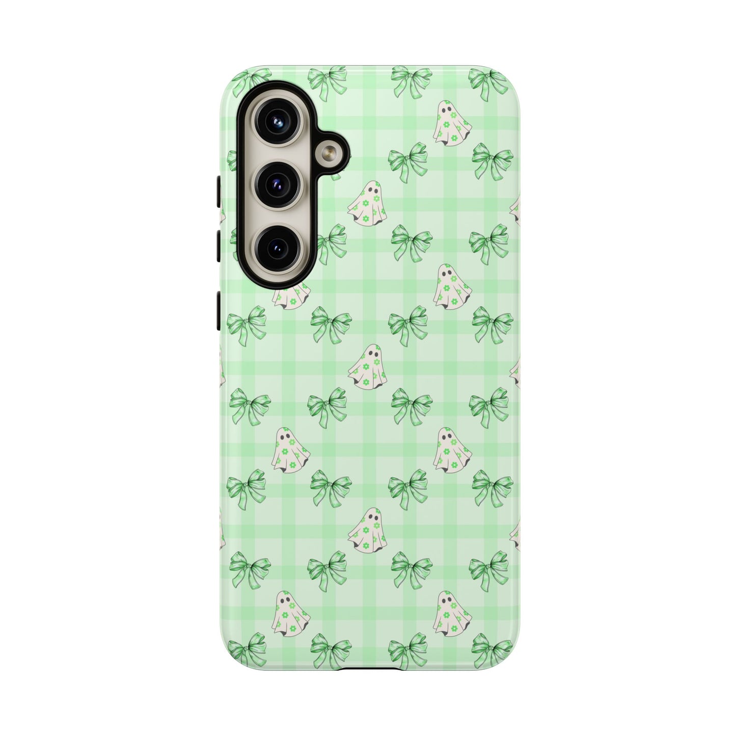 Green Gingham Ghosts & Bows Samsung Galaxy Tough Case