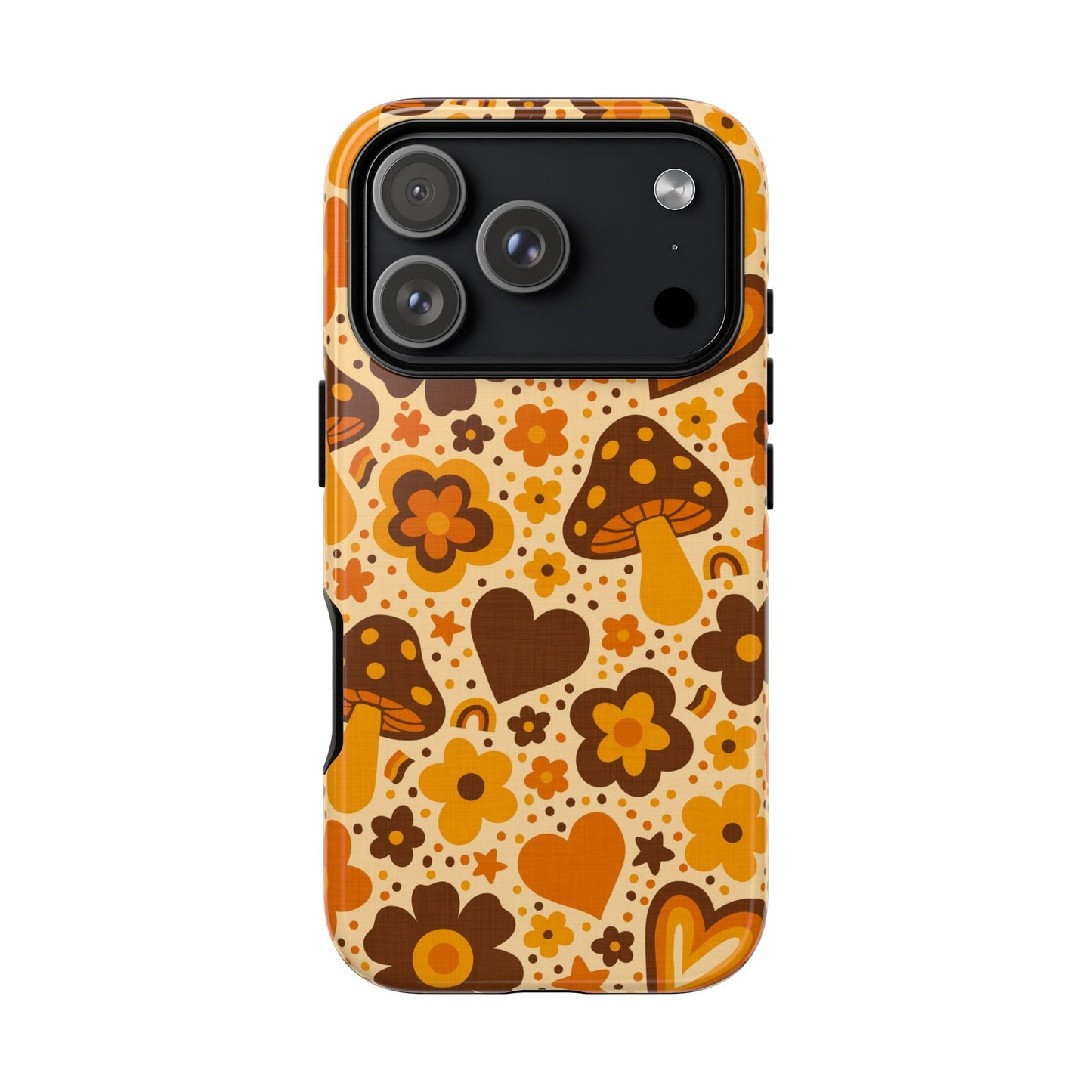 Groovy Harvest Mushrooms, Hearts and Flowers iPhone Tough Case